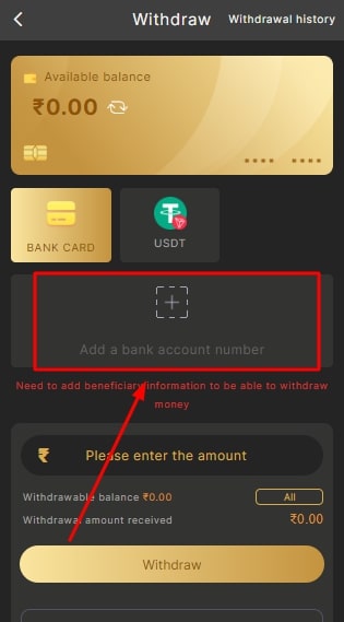 Click On Add Bank Account