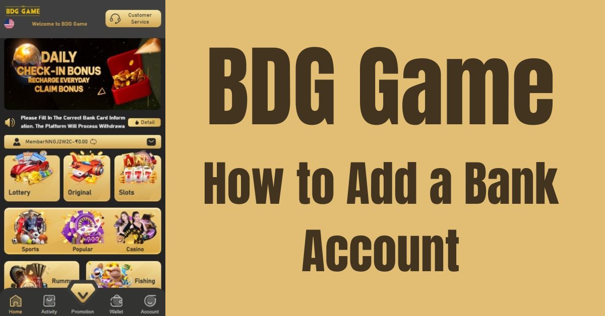 add a bank account to the BDG game